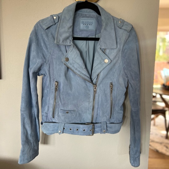 BlankNYC Genuine Suede Moto Jacket - Size Medium - Light Blue - Picture 5 of 17